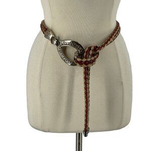Brighton Vintage 1994 Brown Braided Leather Rope Sling Wrap Belt Adjustable OS